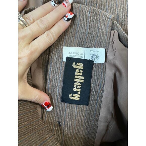 Gallery Vintage Brown 100% Wool Button Down Formal Blazer Size Large - Picture 7 of 9